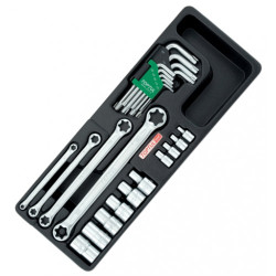 Комплект вложки, ключове и Г образни Torx инструменти 23ч.