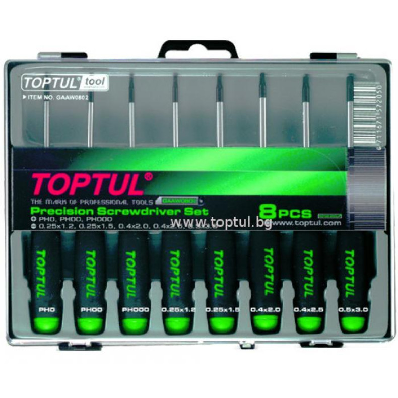 Ръчен автоинструмент К-кт фини отвертки 8ч Toptul () на марката TOPTUL ще намерите в instrumenti.org Топ цени за авто инструменти на марката TOPTUL. КОД: - Продукт К-кт фини отвертки 8ч Toptul