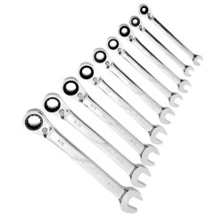 К-кт инчови звездогаечни ключове с тресчотка и палец 9бр